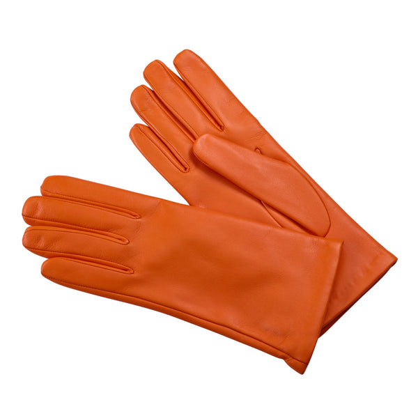 Orange Leather Short Nappa Gloves