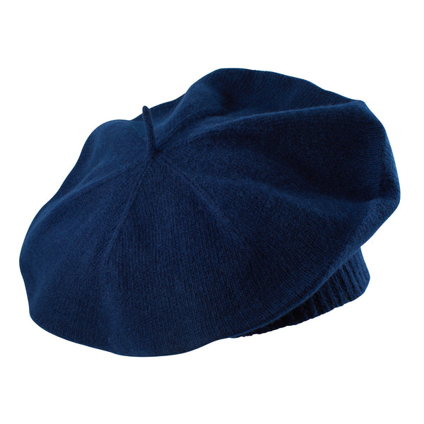 Navy Merino Cashmere Knitted Beret