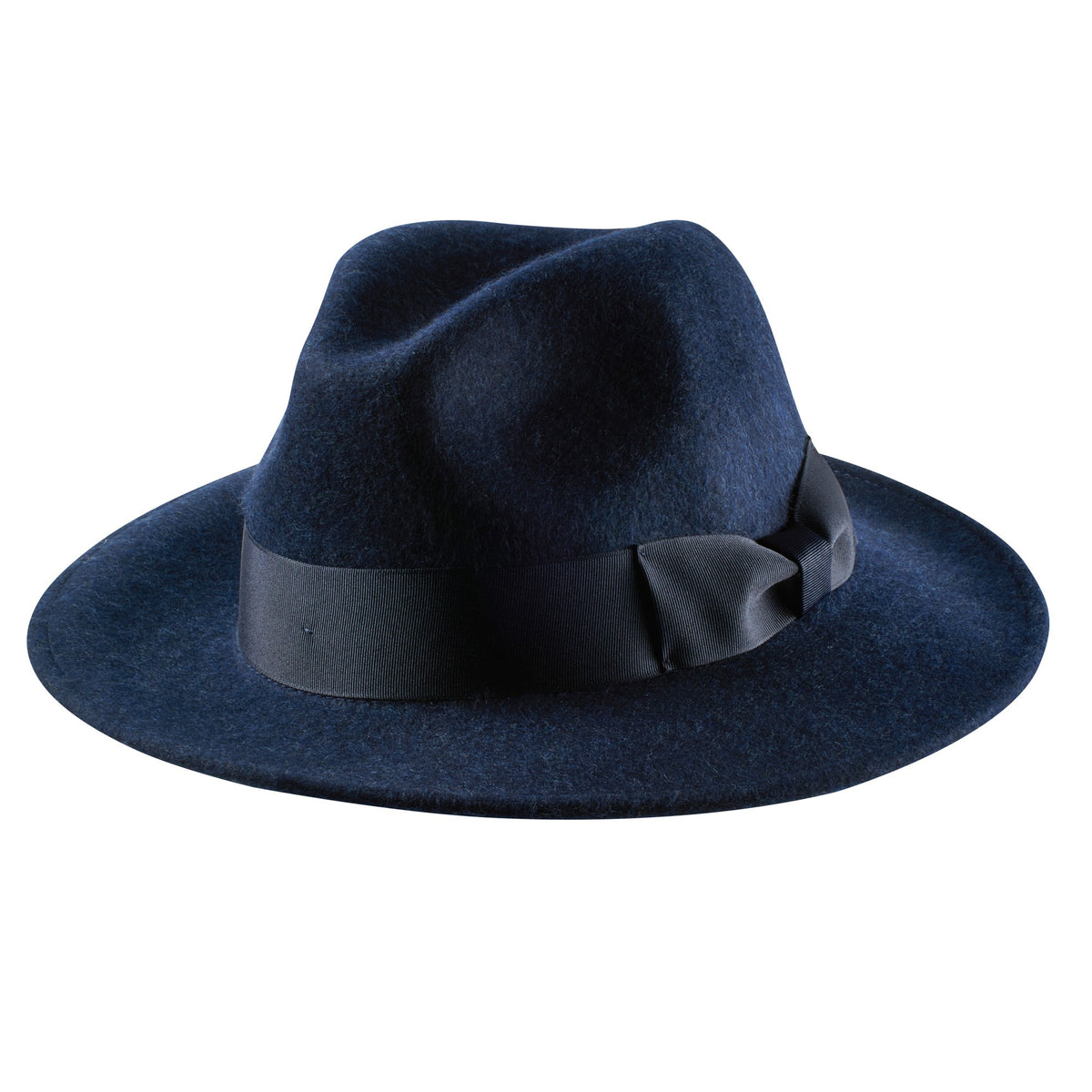 Navy Ribbon Felt Fedora