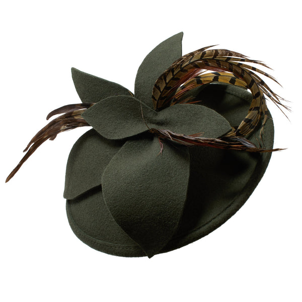 Olive Green Feather Fascinator