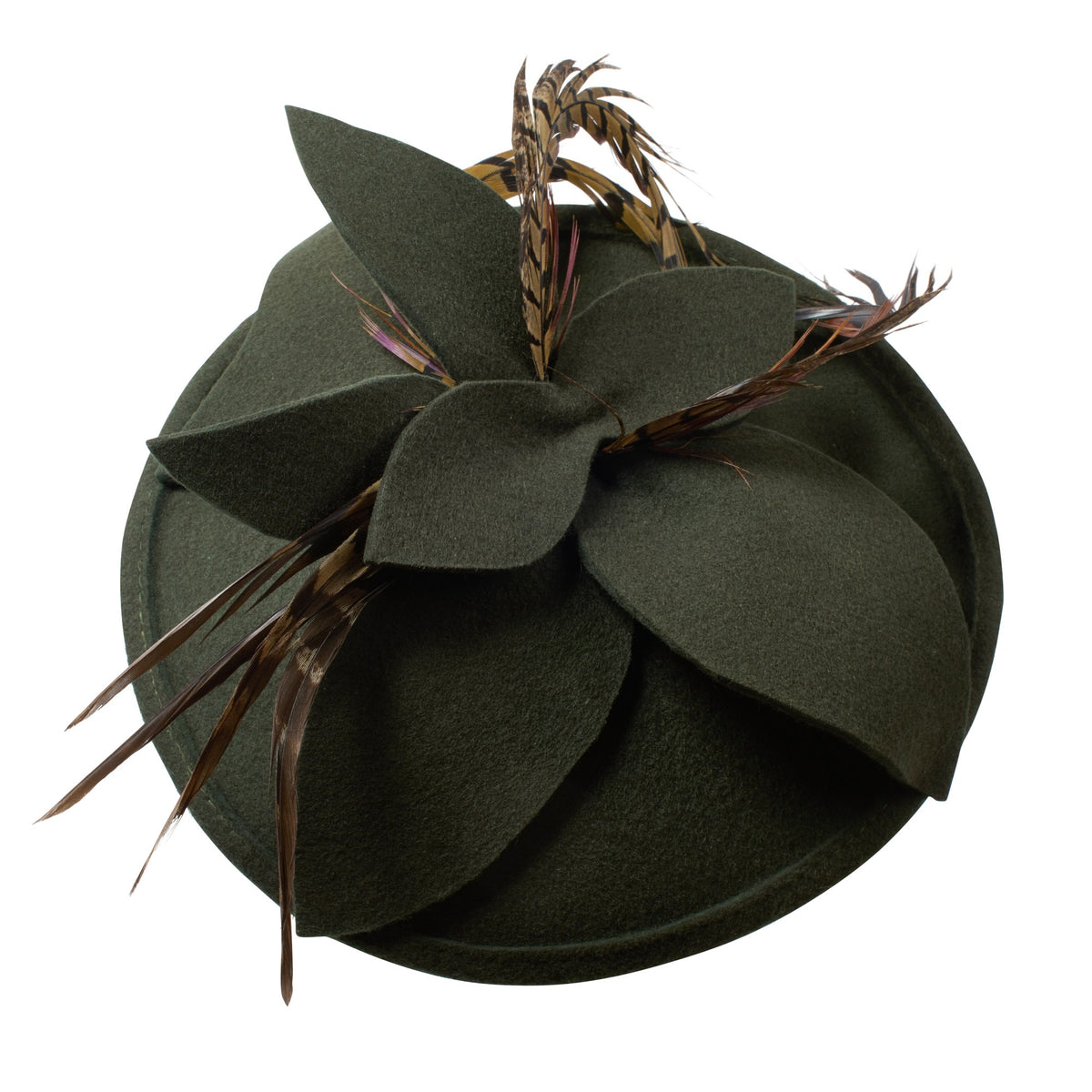 Olive Green Feather Fascinator