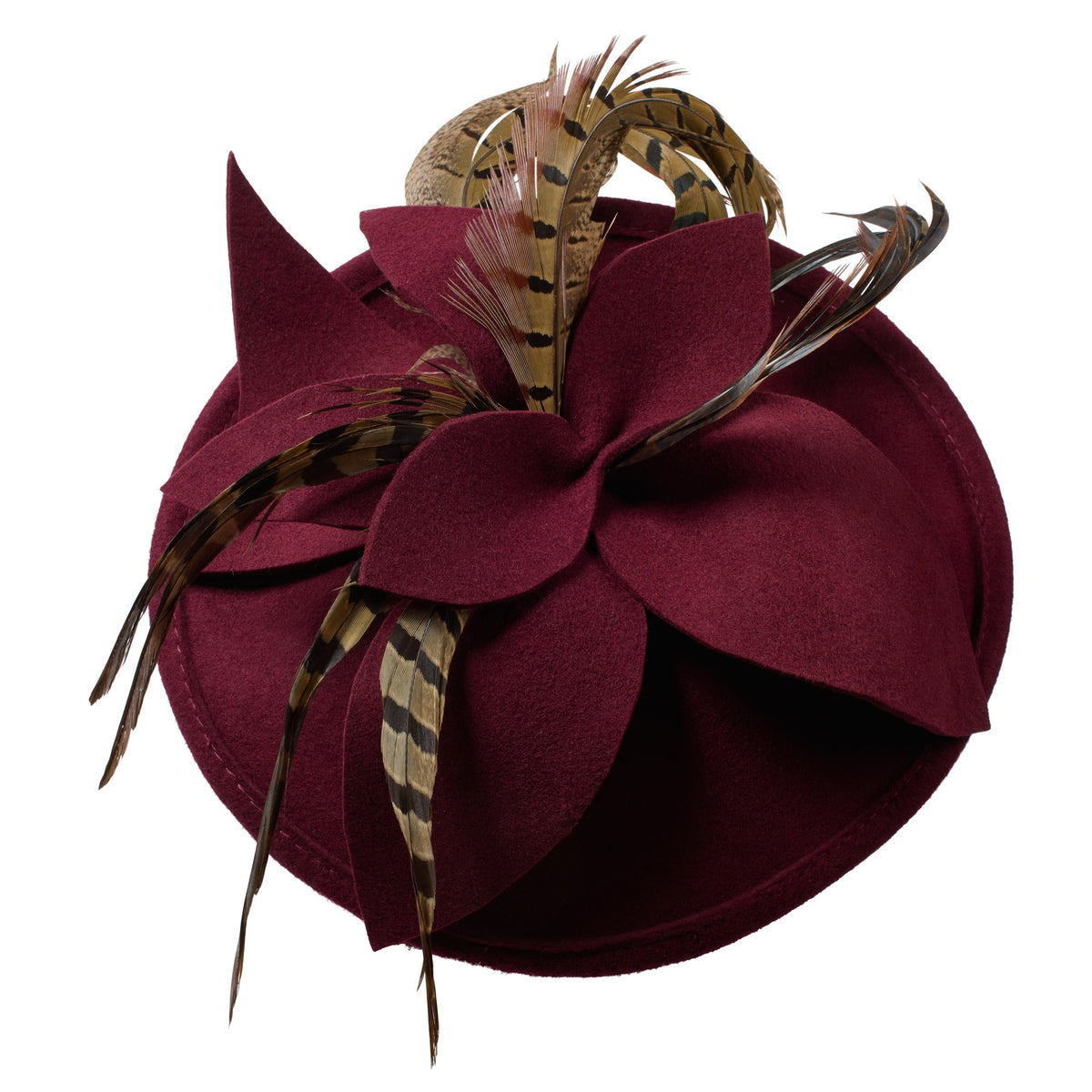 Wine Red Feather Fascinator