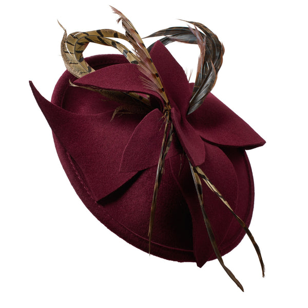 Wine Red Feather Fascinator