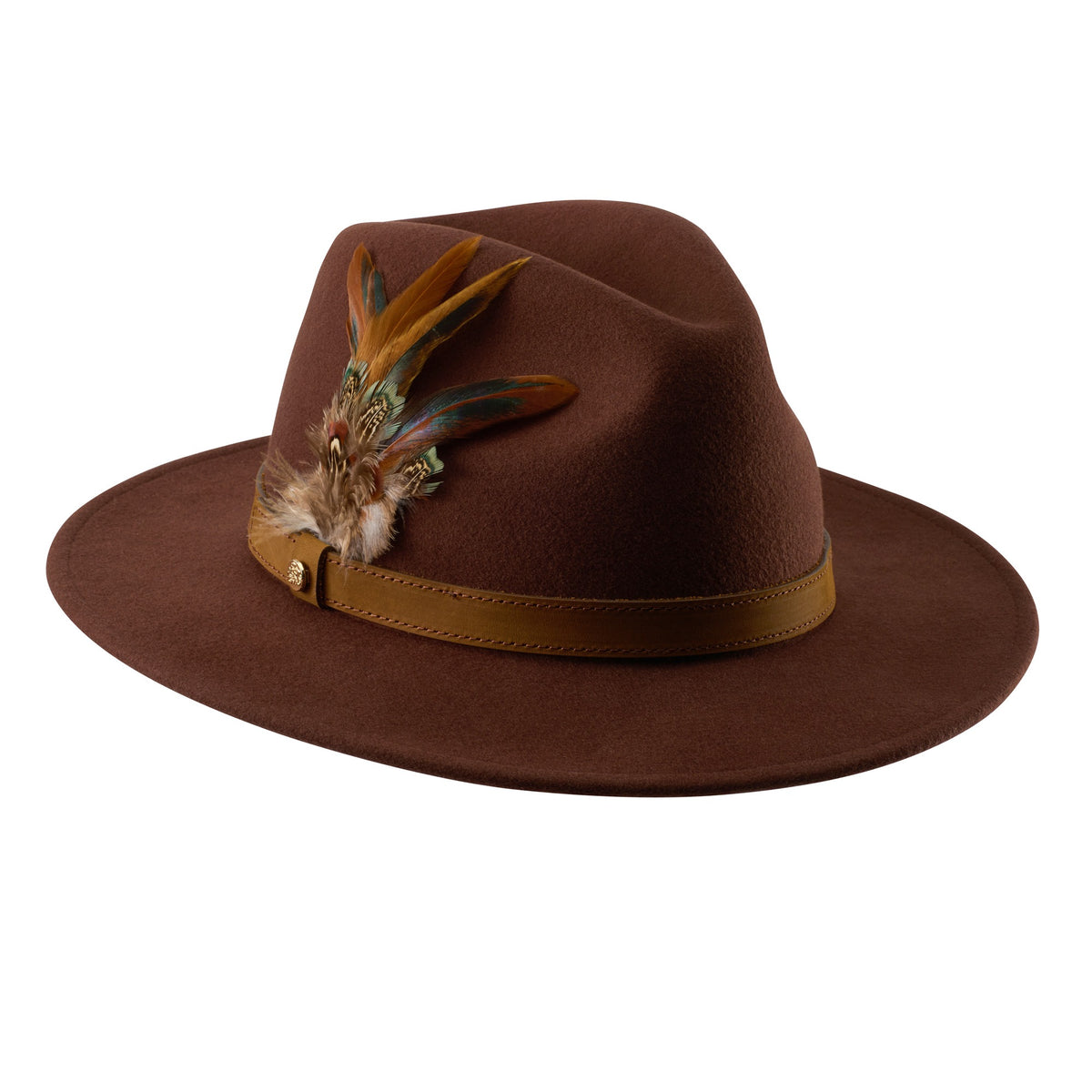 Chestnut Brown Feather Fedora