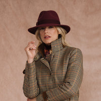Wine Fedora with Tonal Bow Ribbon