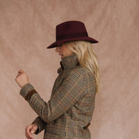 Wine Fedora with Tonal Bow Ribbon