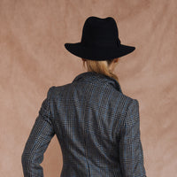 Navy Fedora with Tonal Bow Ribbon