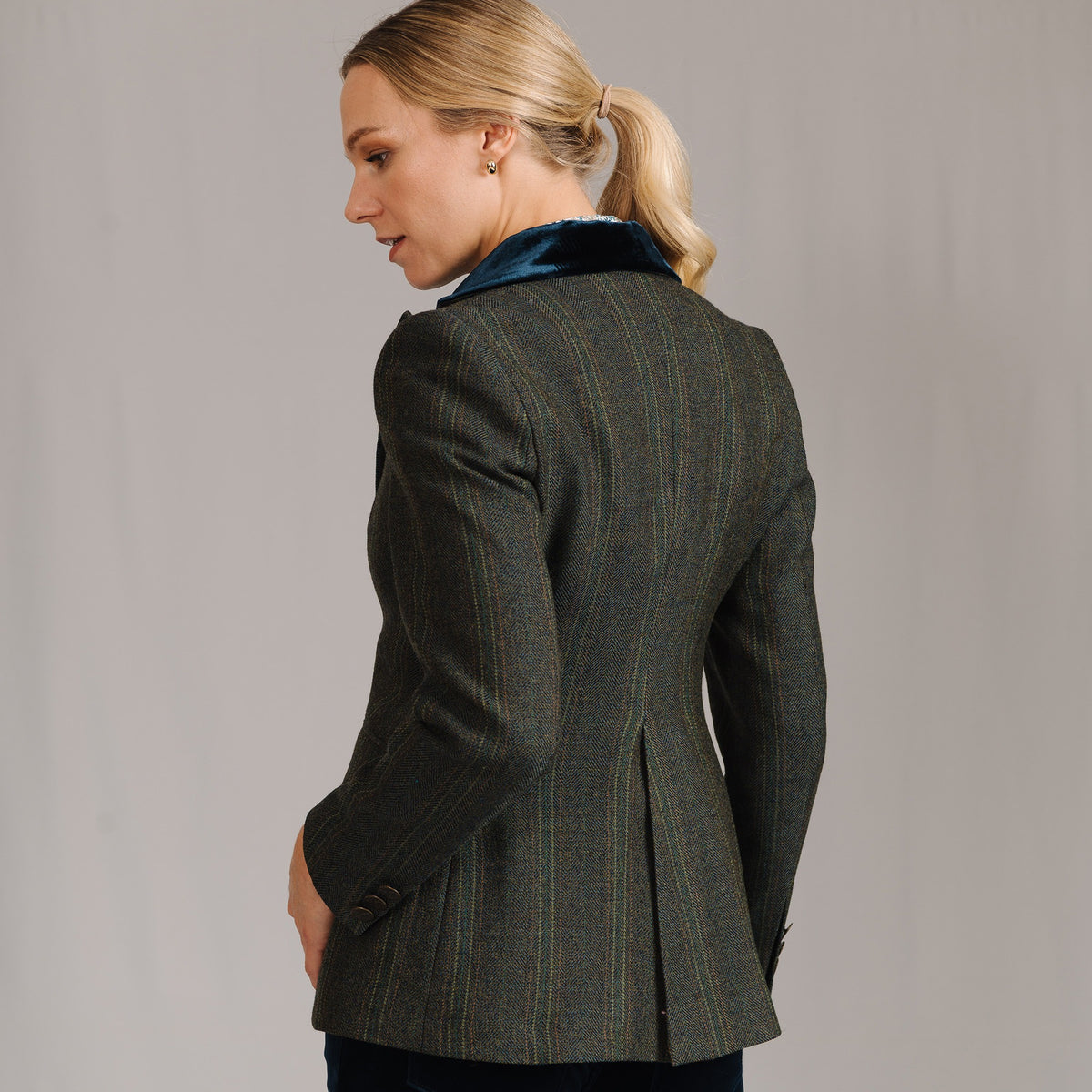 Dark Green T.Ba Tweed Swing Jacket