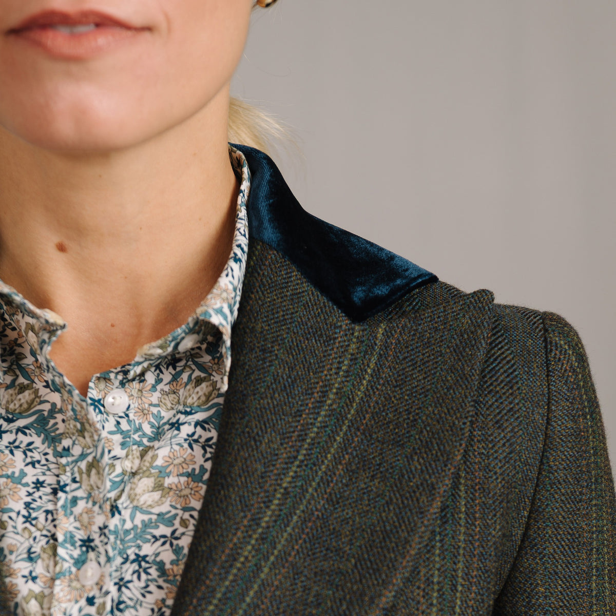 Dark Green T.Ba Tweed Swing Jacket