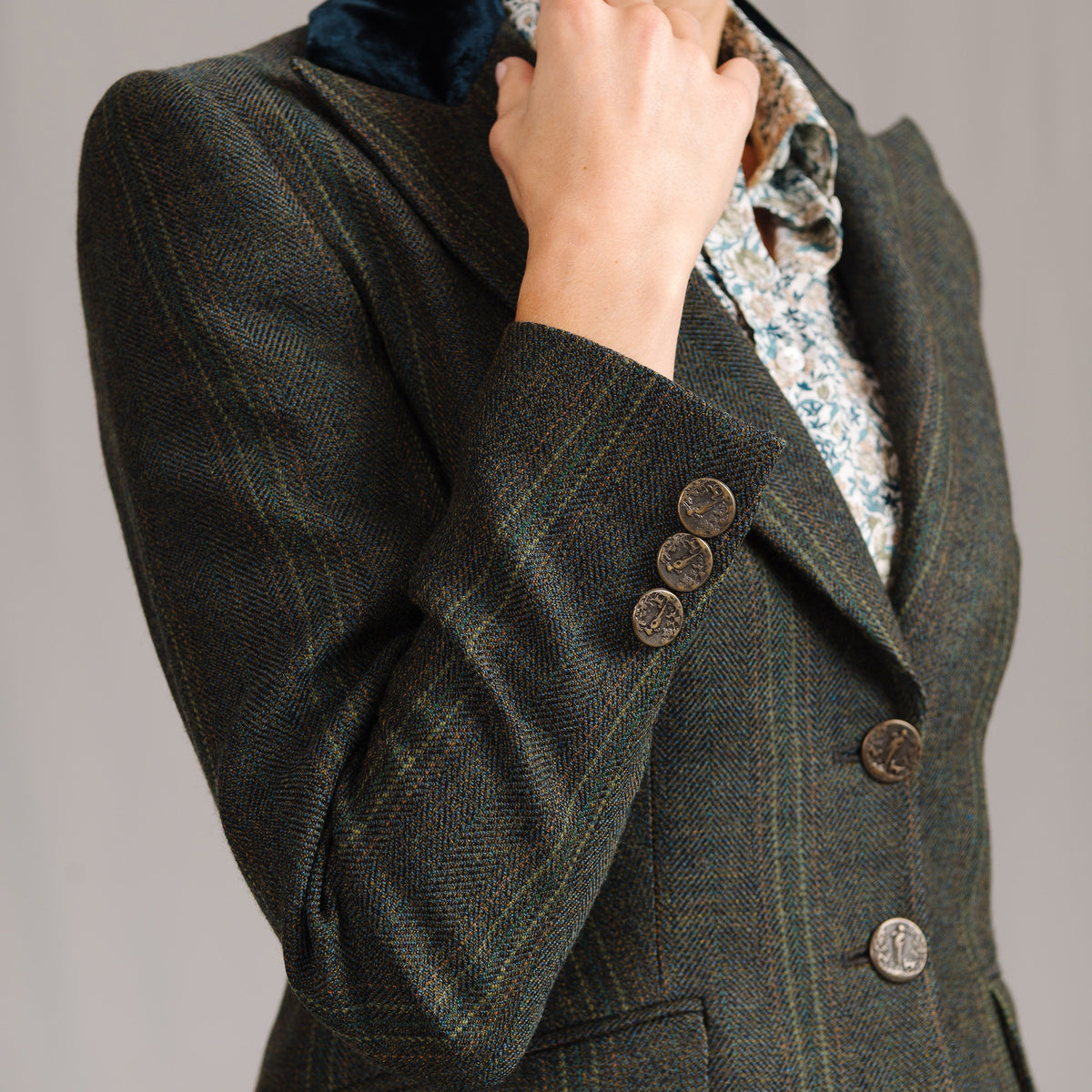 Dark Green T.Ba Tweed Swing Jacket