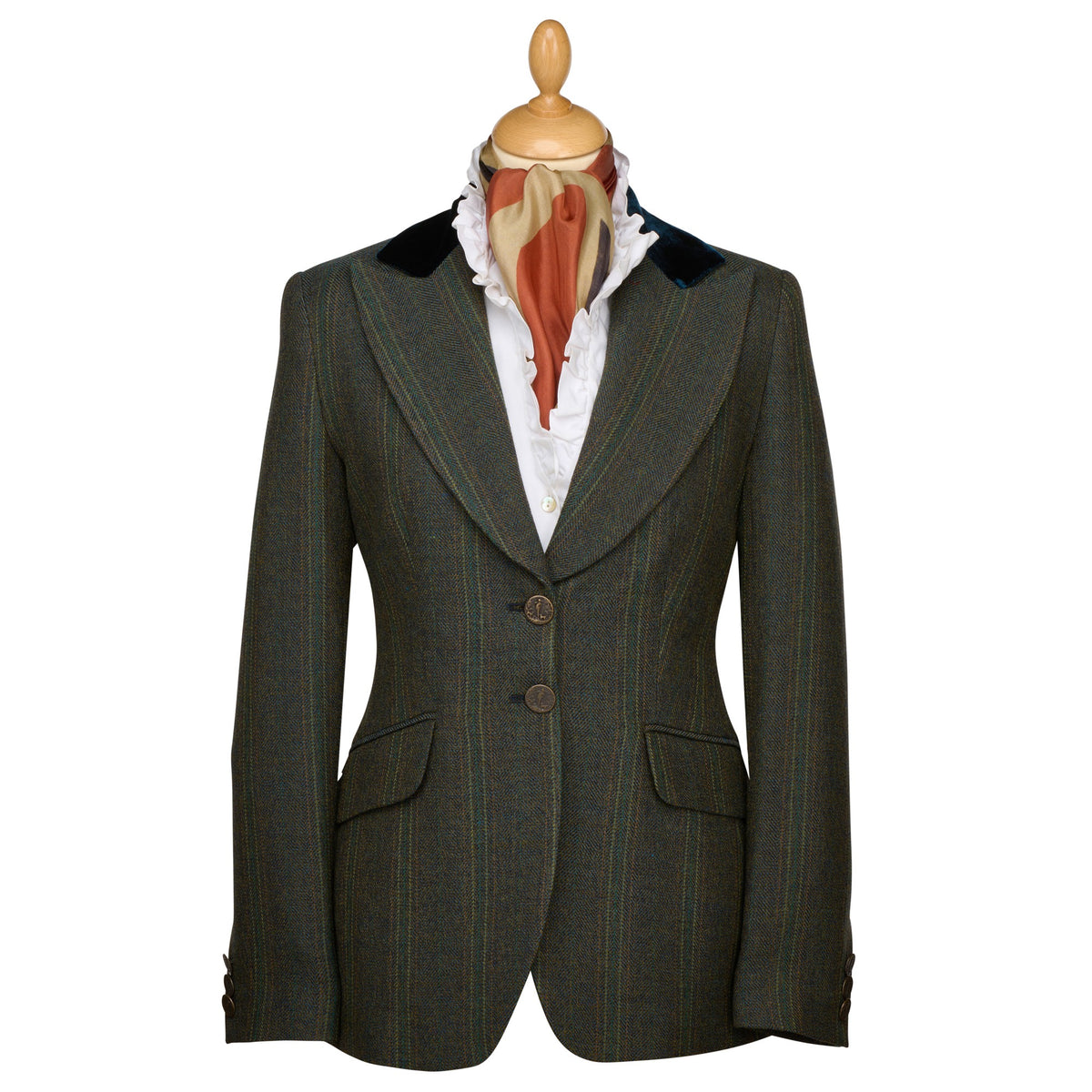 Dark Green T.Ba Tweed Swing Jacket