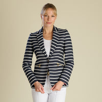 Navy Stripe Tailored Henley Blazer