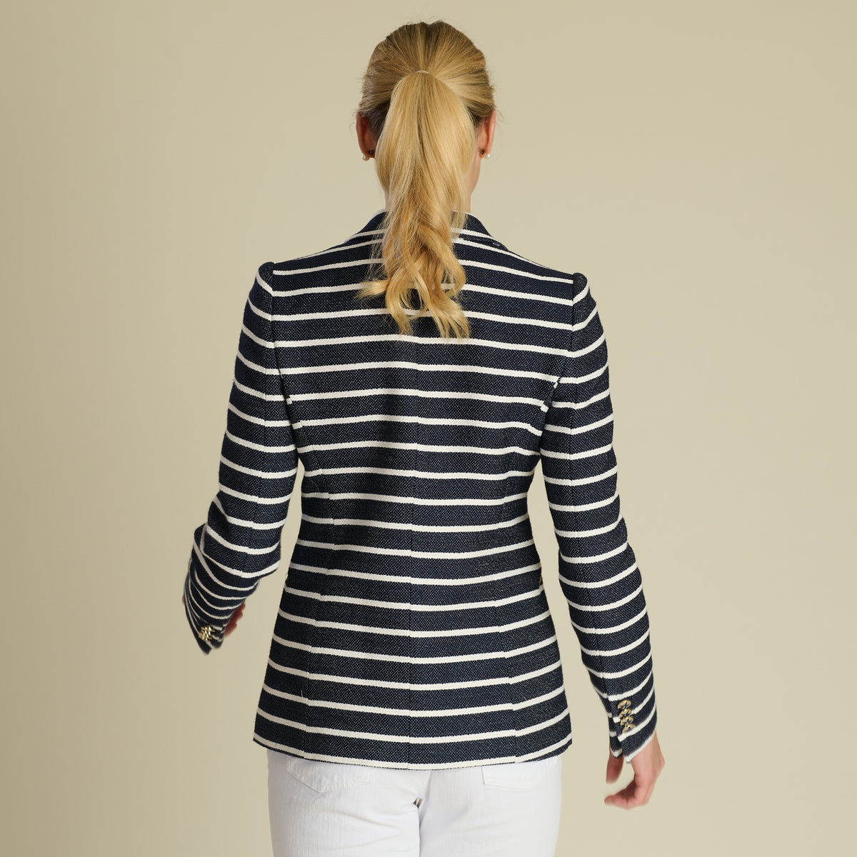 Navy Stripe Tailored Henley Blazer