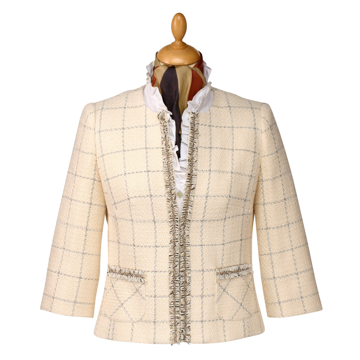 Cream Fringe Crop Jacket