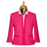 Fuchsia Fringe Crop Jacket