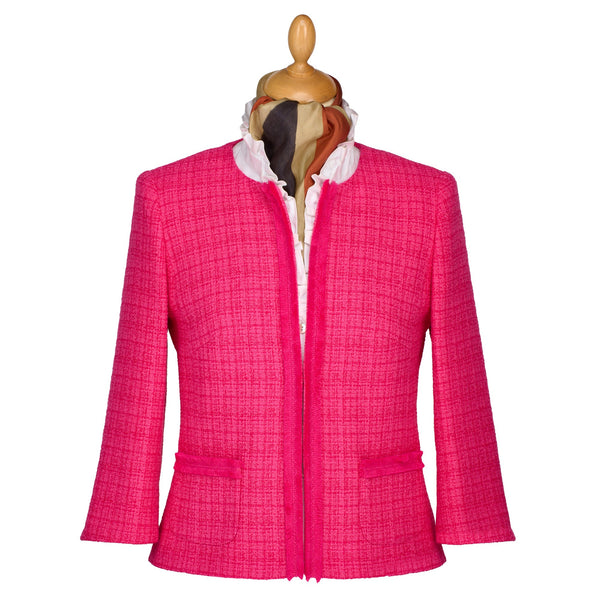 Fuchsia Fringe Crop Jacket