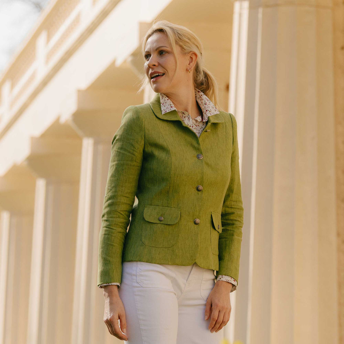 Elsworth Green Linen Jacket with Peter Pan Collar