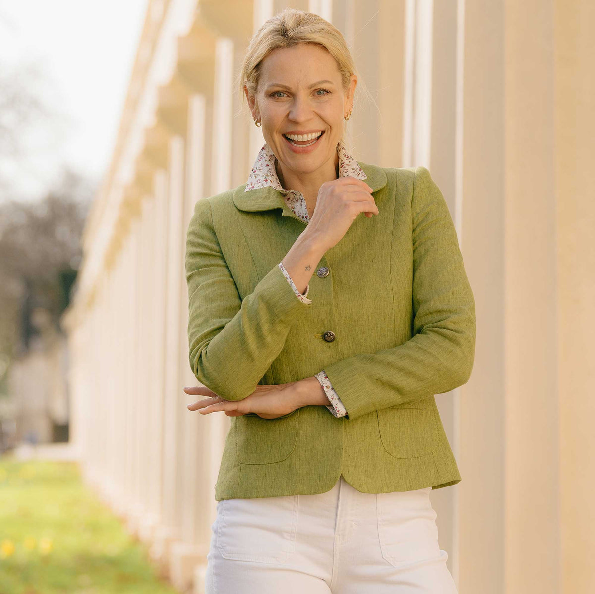 Elsworth Green Linen Jacket with Peter Pan Collar