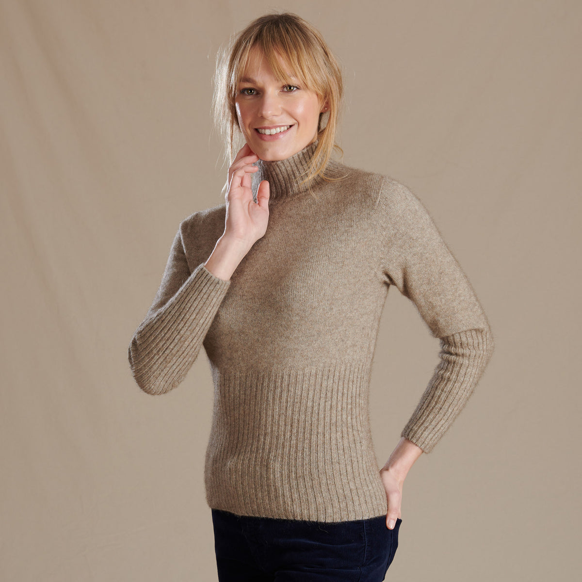 Taupe Possum Turtleneck Sweater
