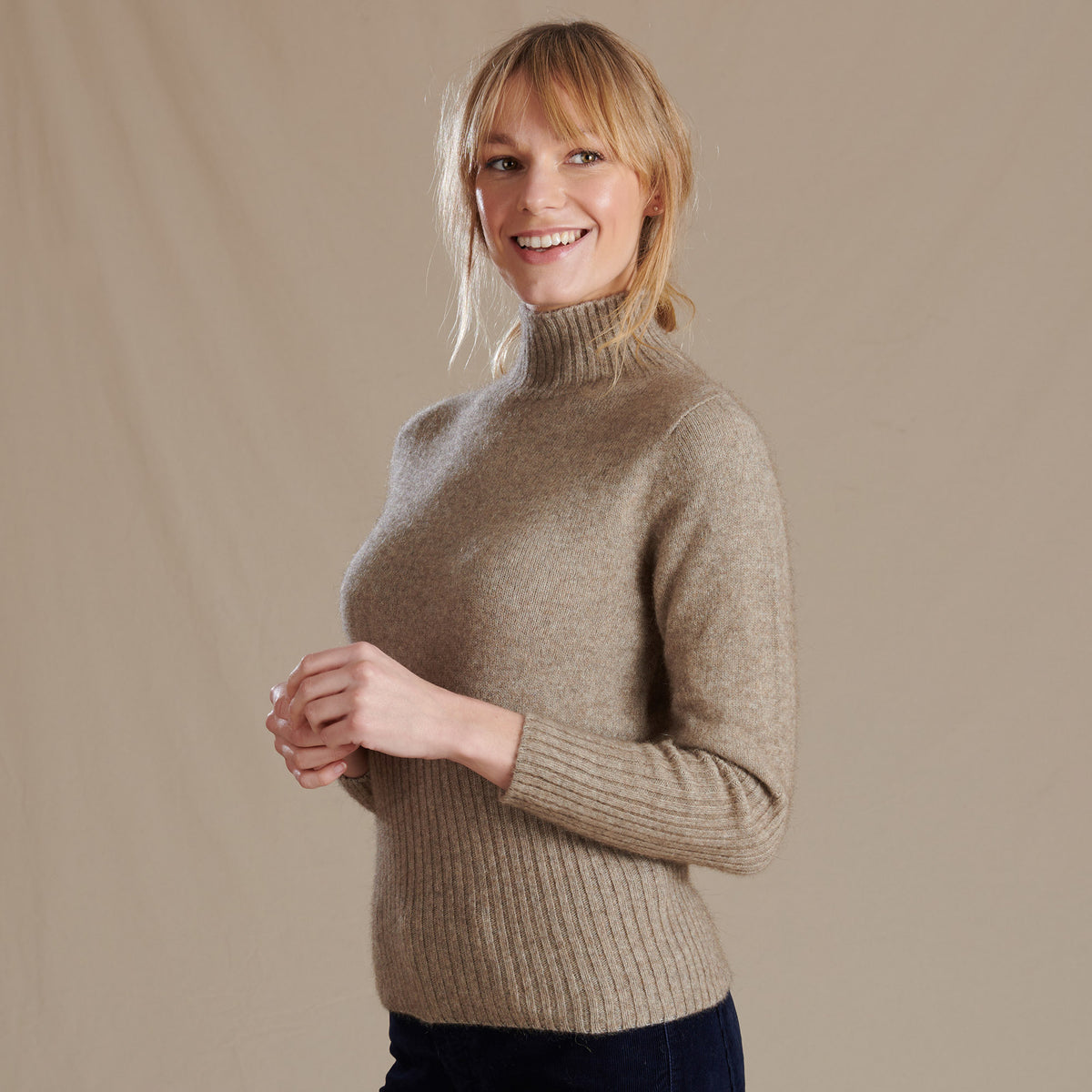 Taupe Possum Turtleneck Sweater