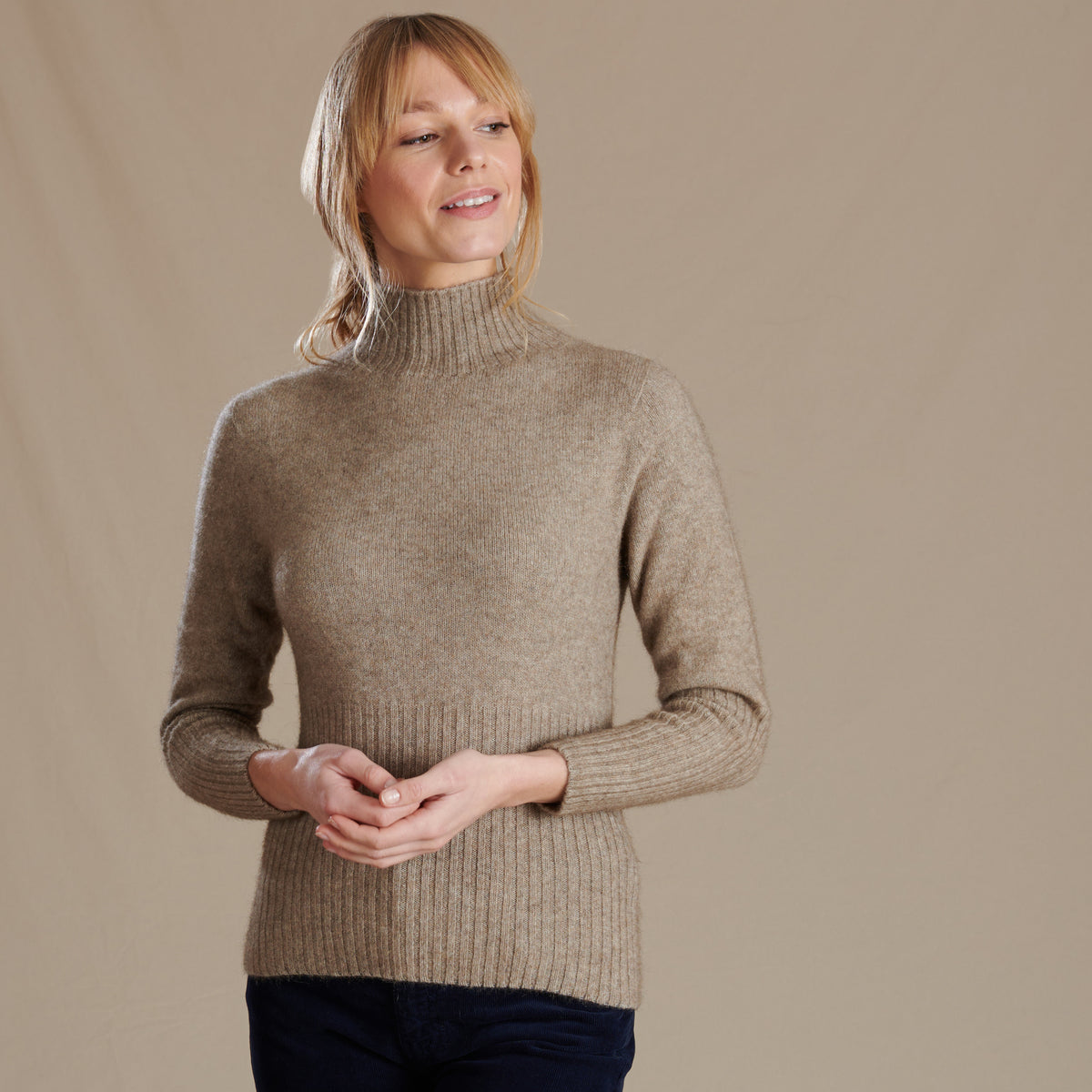 Taupe Possum Turtleneck Sweater
