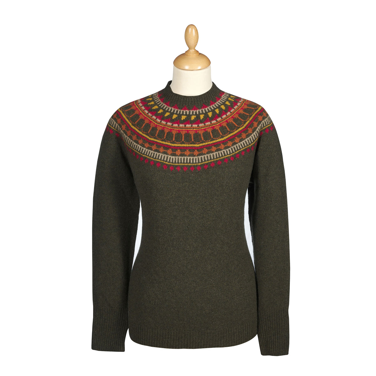 Olive Green Retro Geelong Fairisle Jumper