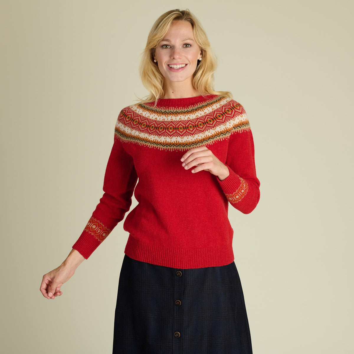 Red Retro Geelong Fairisle Jumper