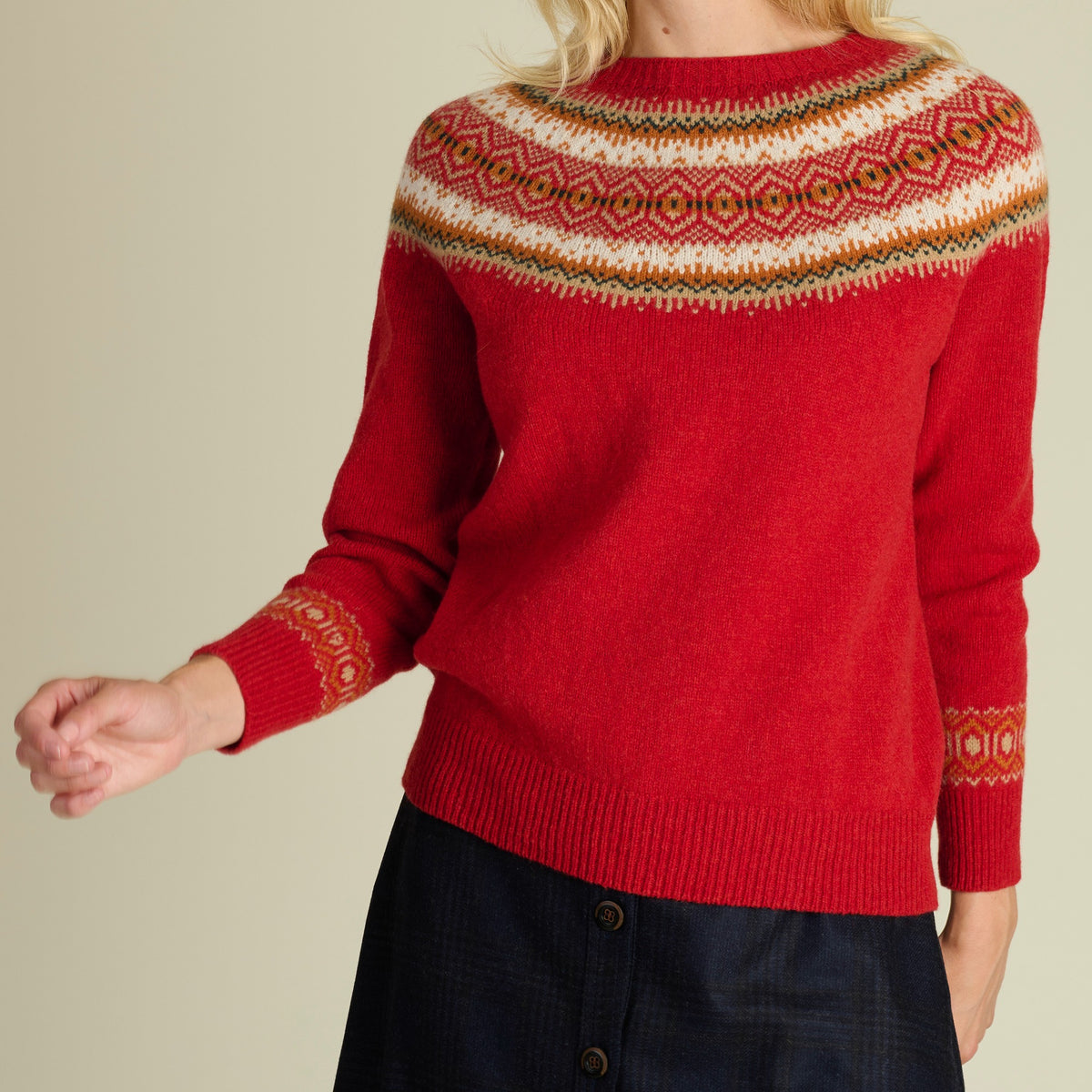 Red Retro Geelong Fairisle Jumper