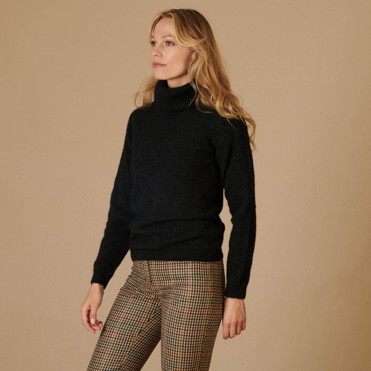 Grey Possum Cowl Neck Sweater