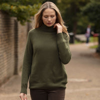 Green Merino & Cashmere Roll Neck