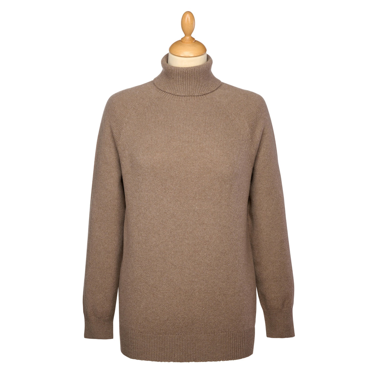 Taupe Merino & Cashmere Roll Neck