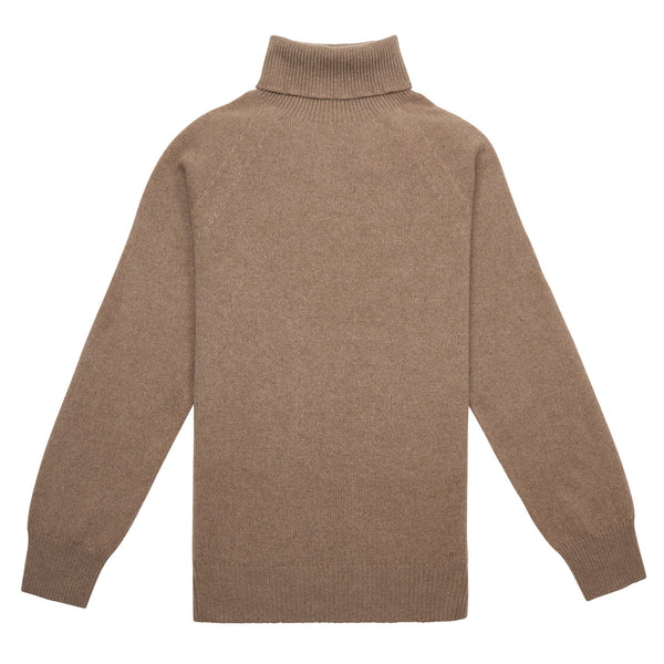 Taupe Merino & Cashmere Roll Neck