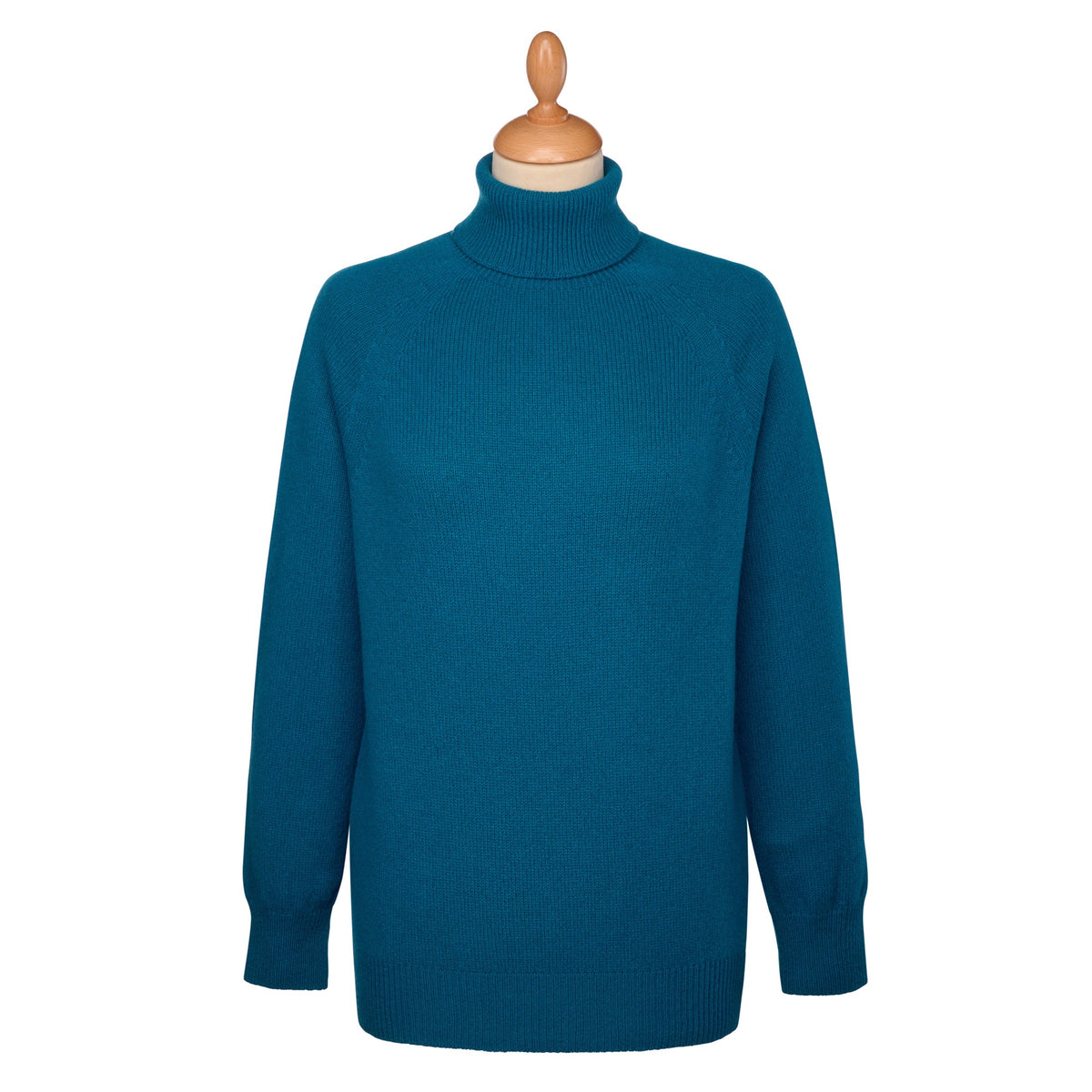 Teal Merino & Cashmere Roll Neck