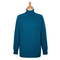 Teal Merino & Cashmere Roll Neck