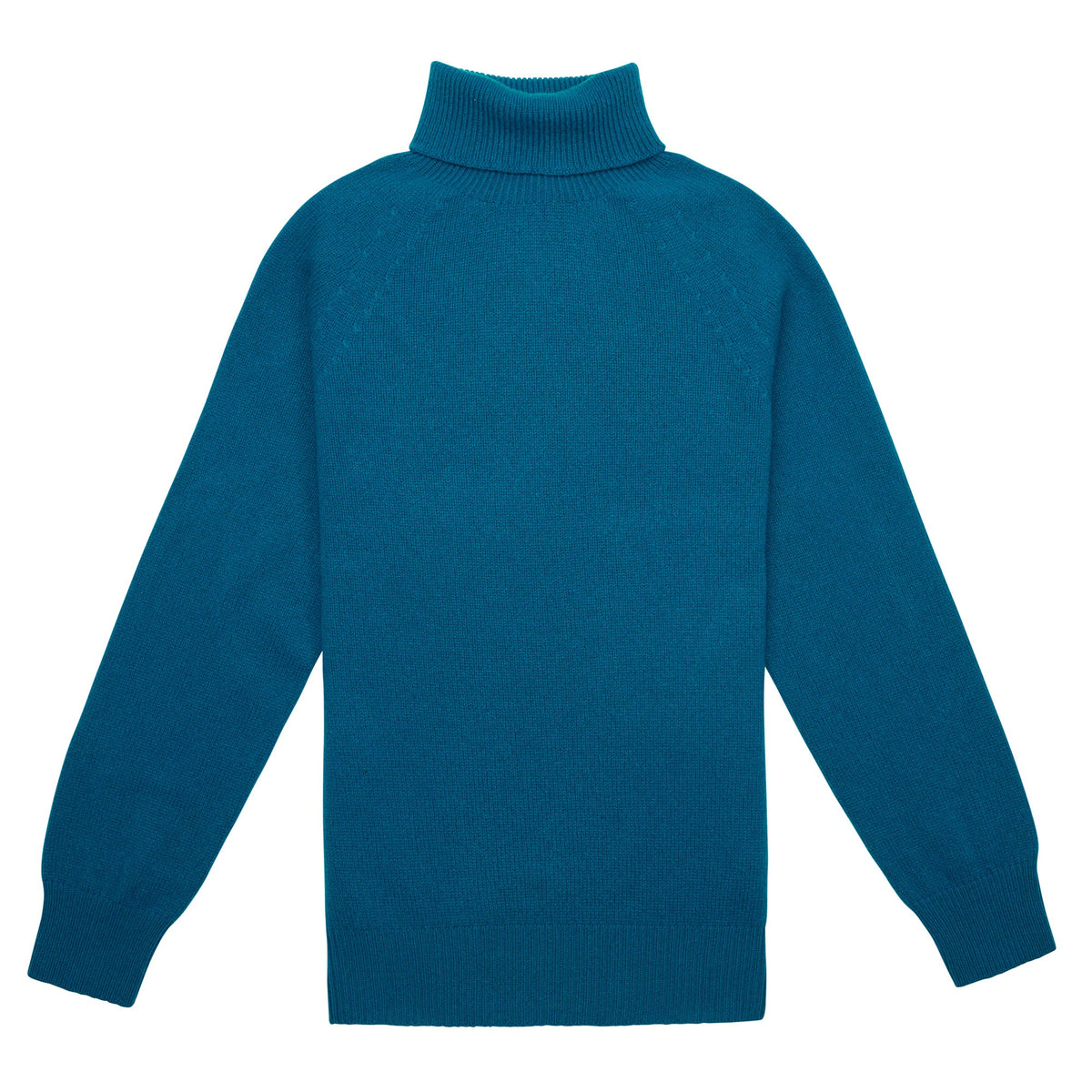 Teal Merino & Cashmere Roll Neck