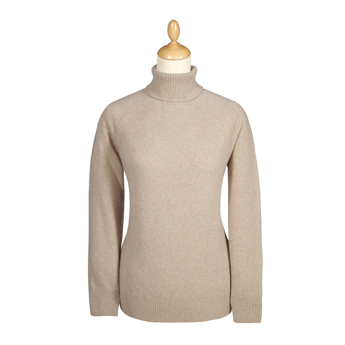 Beige Merino & Cashmere Roll Neck