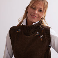 Taupe Pheasant Roll Neck Tank
