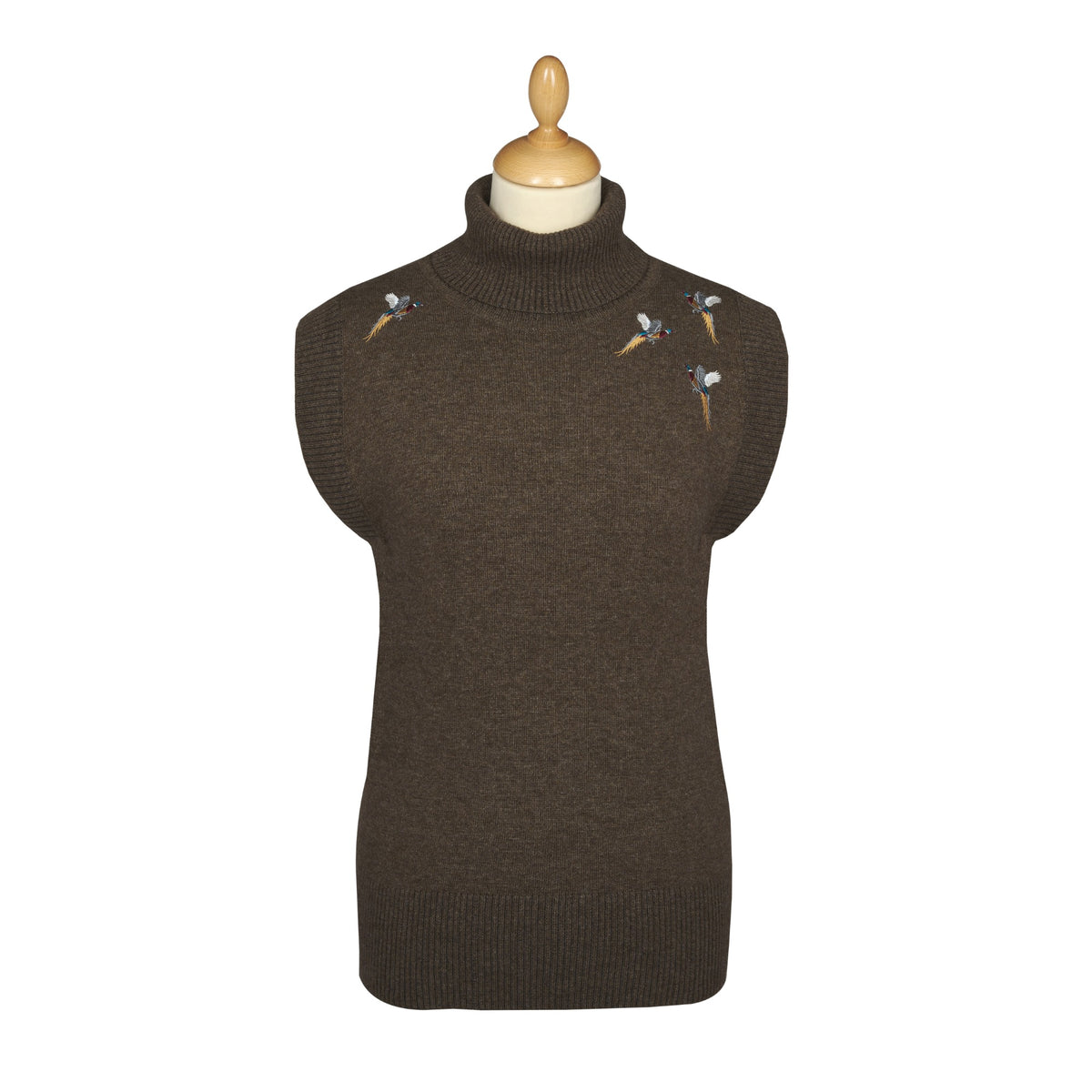Taupe Pheasant Roll Neck Tank