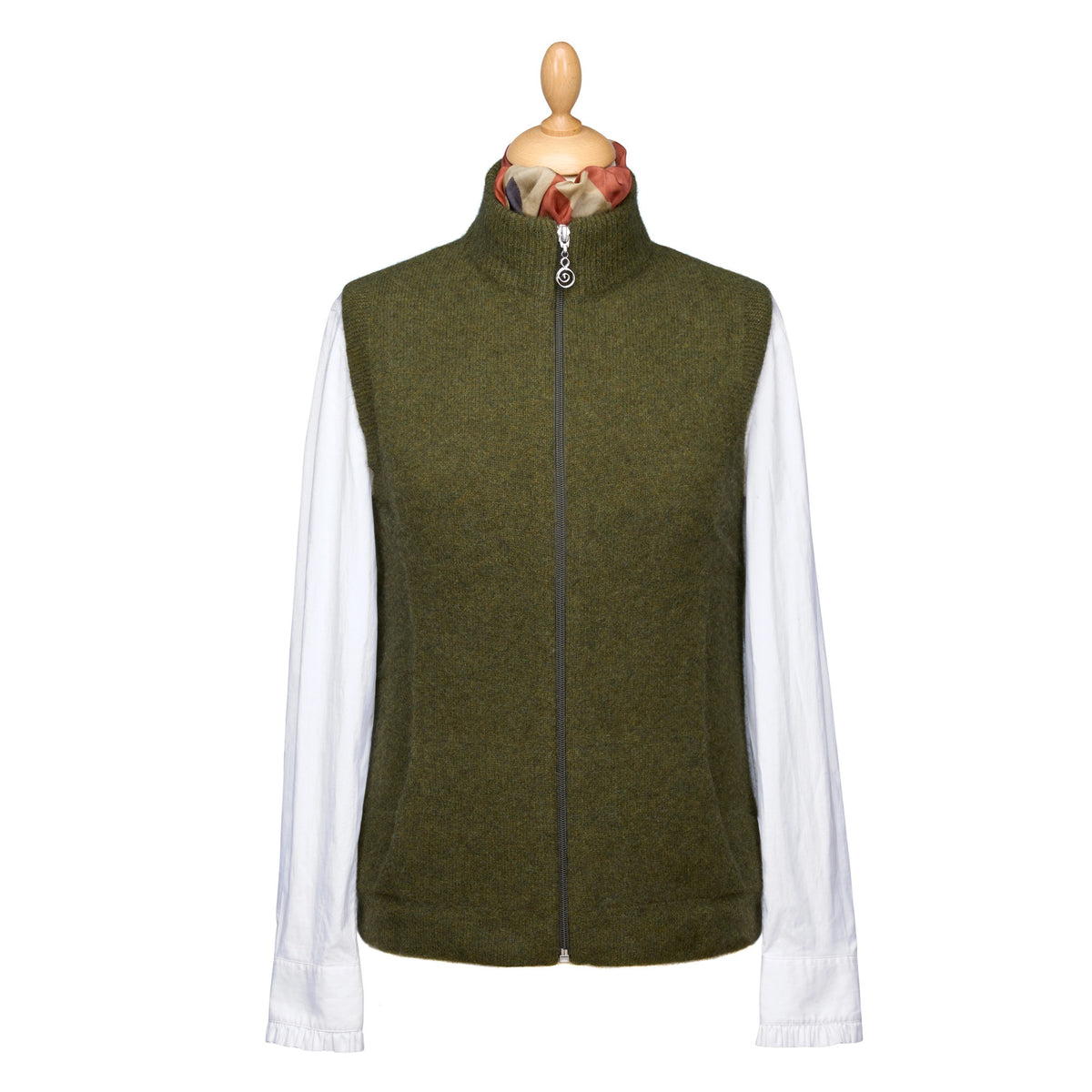 Moss Green Possum Zip Gilet