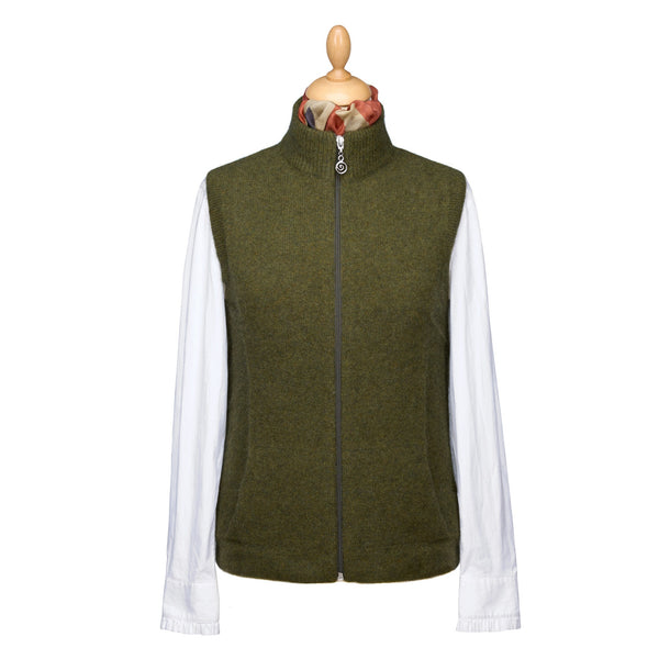 Moss Green Possum Zip Gilet
