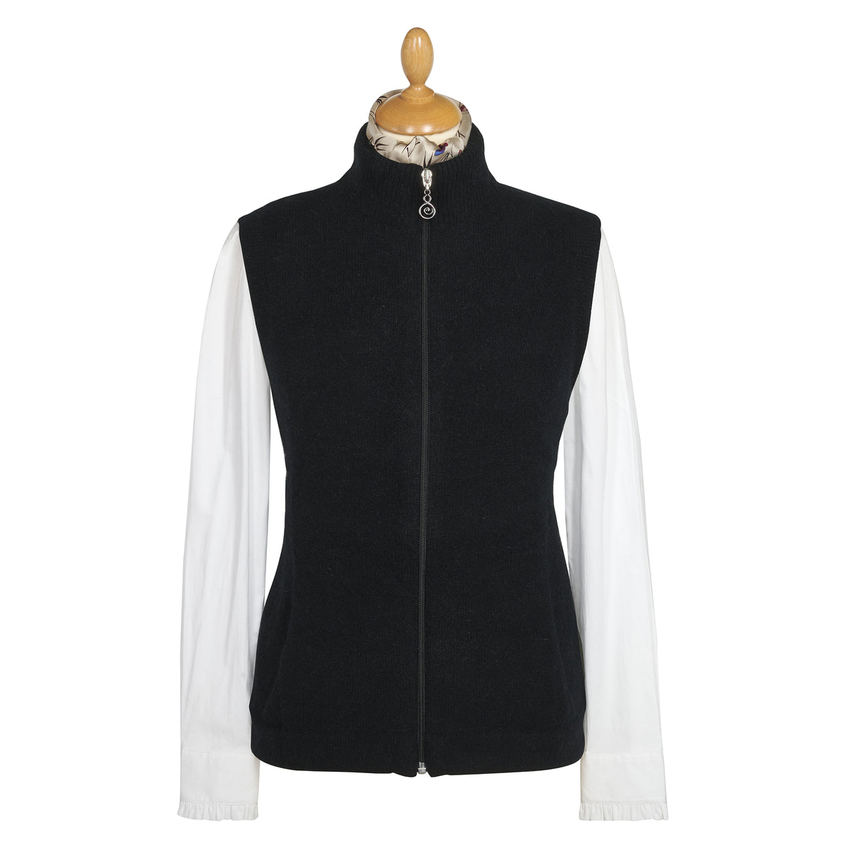Black Possum Zip Gilet