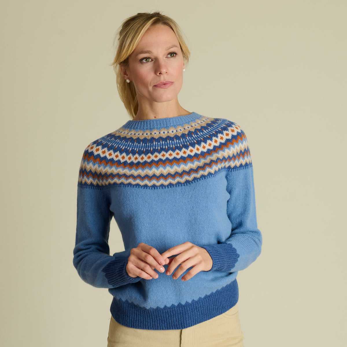 Blue Geelong Fairisle Contrast Jumper