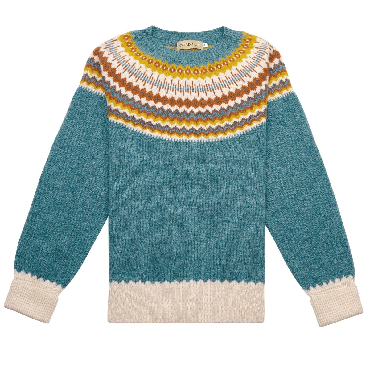 Sea Green Geelong Wool Fair Isle Jumper