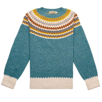 Sea Green Geelong Wool Fair Isle Jumper