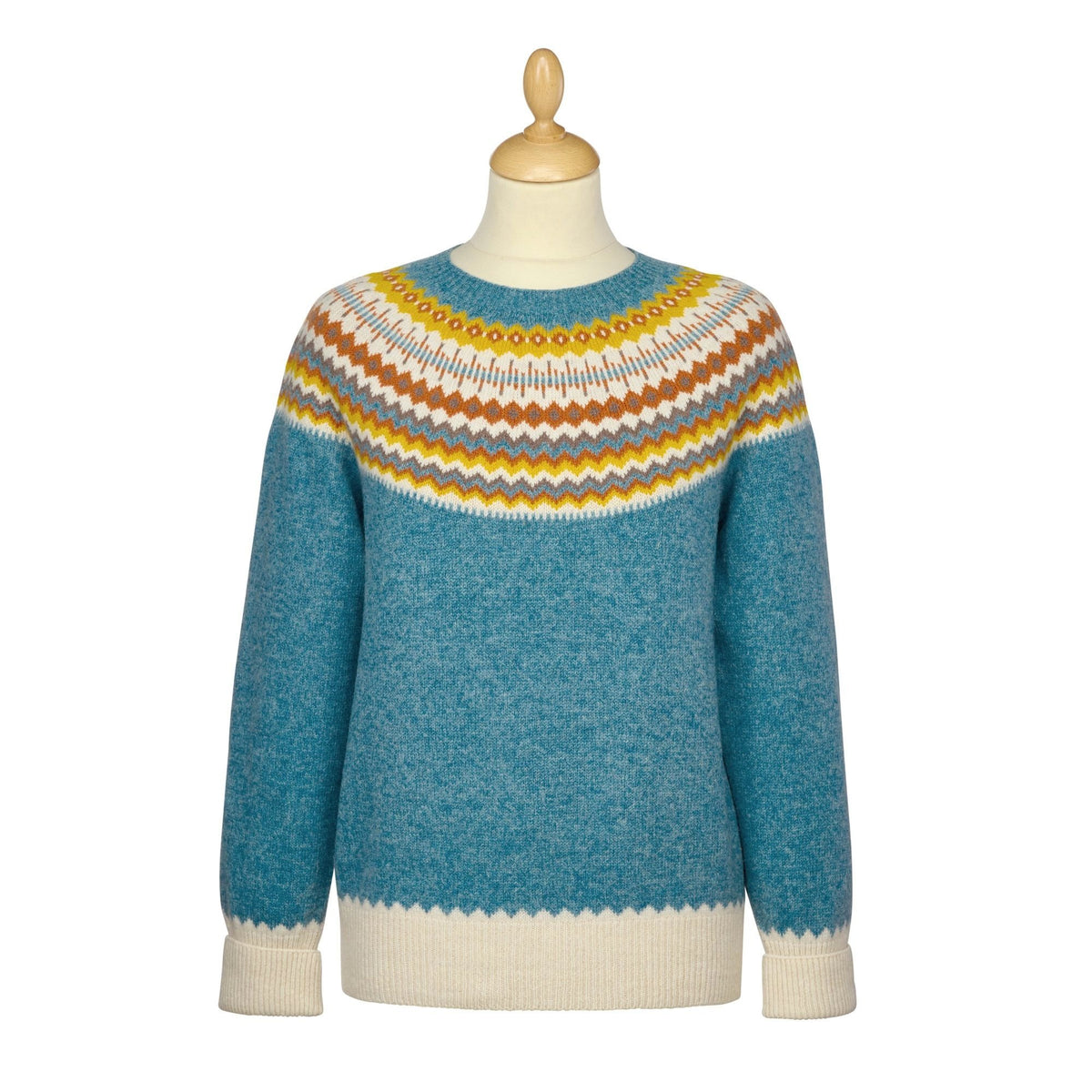 Sea Green Geelong Wool Fair Isle Jumper