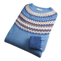 Blue Geelong Fairisle Contrast Jumper