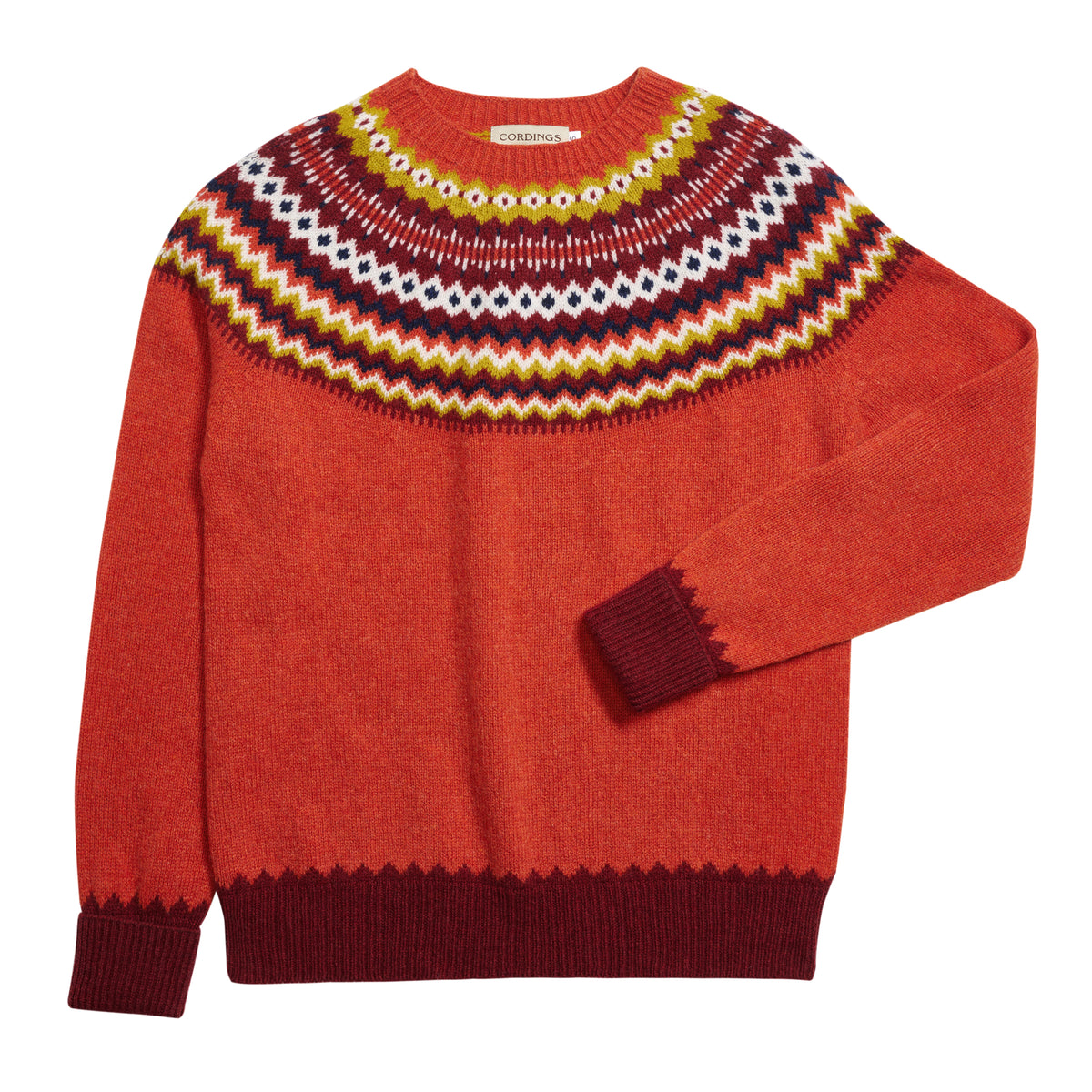 Rust Orange Geelong Wool Fair Isle Jumper