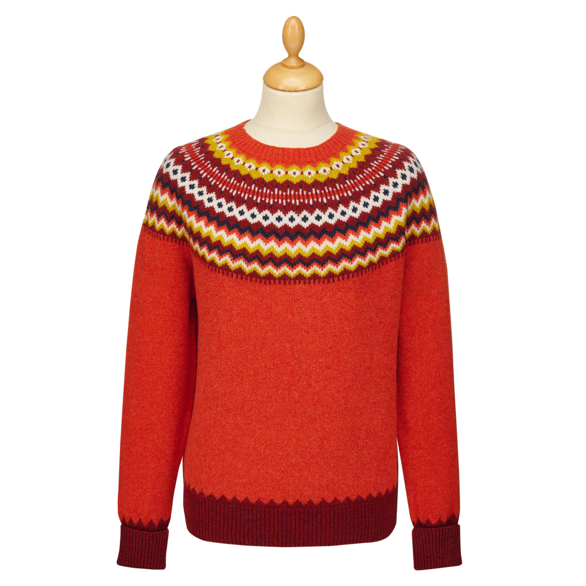 Rust Orange Geelong Wool Fair Isle Jumper