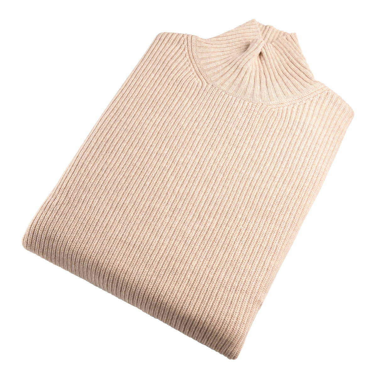 Oatmeal Sleeveless Ribbed Roll Neck