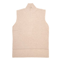 Oatmeal Sleeveless Ribbed Roll Neck